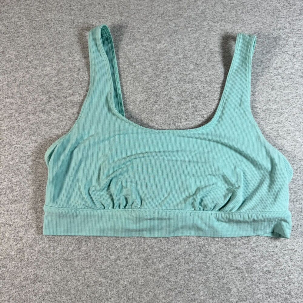 Old Navy Sunday Sleep Women's XL Teal Ribbed Lounge Bralette Crop Top Stretch